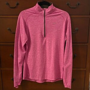 Nike Pink Quarter-Zip Long Sleeve Performance Top